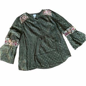 Chico's Plus Size Boho Floral Velvet Blouse